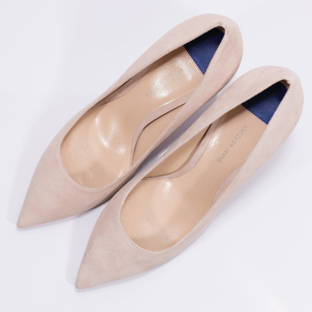 Stuart Weitzman Tippi 70 Suede Pointed Toe Pump - Picture 8 of 15